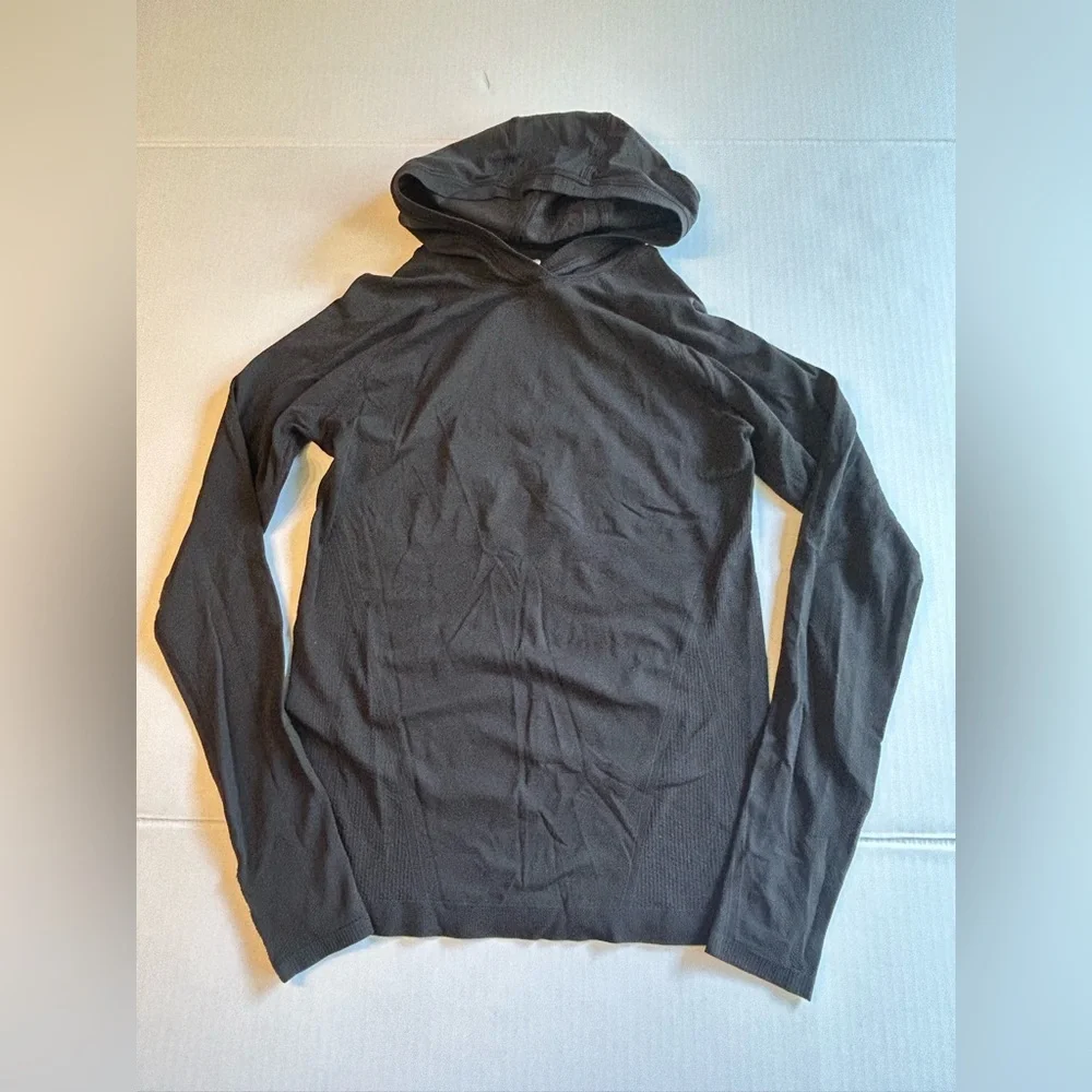 Athleta Momentum Seamless Hoodie Top Long Sleeve Black Size Small
